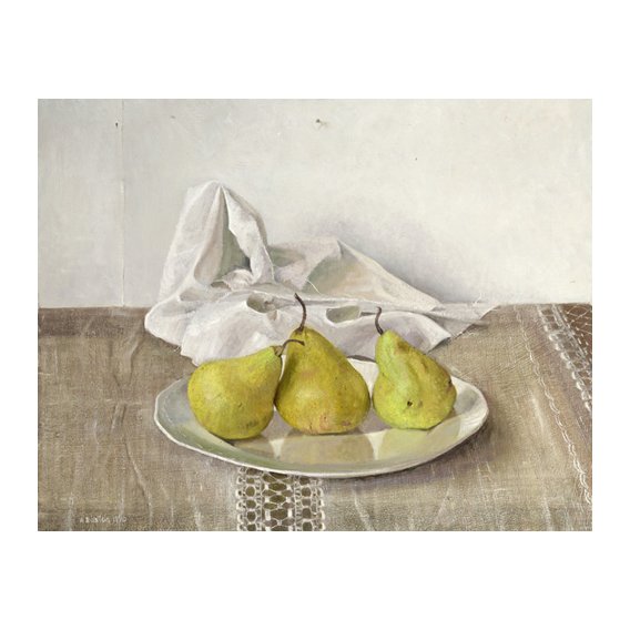 Cuadro -Three Pears on a Plate, Still Life, 1990-
