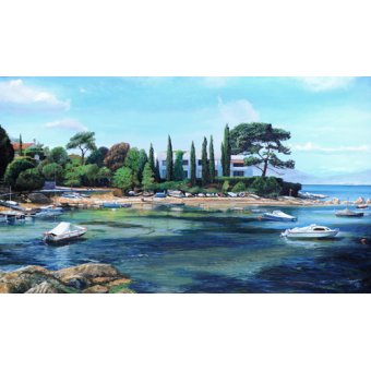 Cuadro -Villa and Boats, South of France -