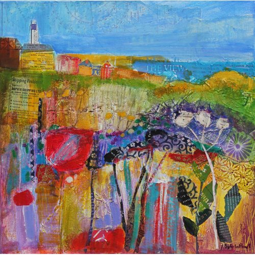 Cuadro - Coastal Meadow 2013, acrylic.paper collage-, Sylvia Paul