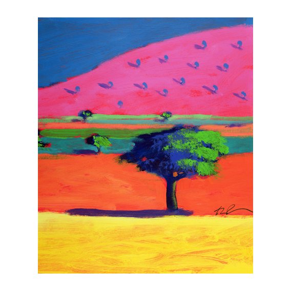 Cuadro - Pink Hill (acrylic on card) -