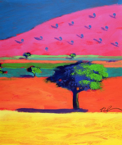 Cuadro - Pink Hill (acrylic on card) -