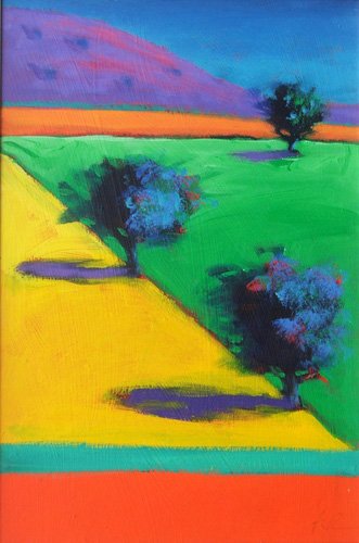 Cuadro - Yellow Field (acrylic on board)-