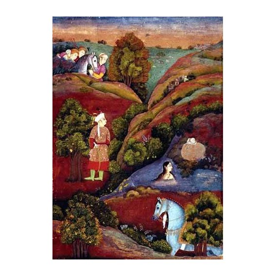 cuadros etnicos y oriente - Cuadro -Mujer bañandose en el rio-