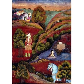cuadros etnicos y oriente - Cuadro -Mujer bañandose en el rio-