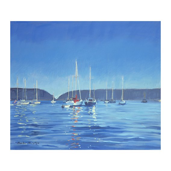 Cuadro -  Salcombe - Yachts - Twilight (oil on canvas)  -