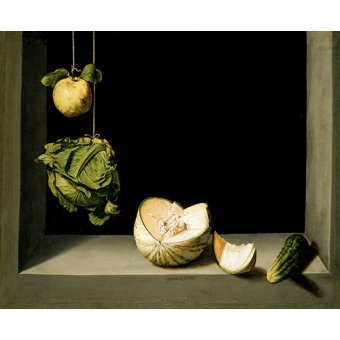 Cuadro -Bodegón con membrillo, repollo, melón y pepino -