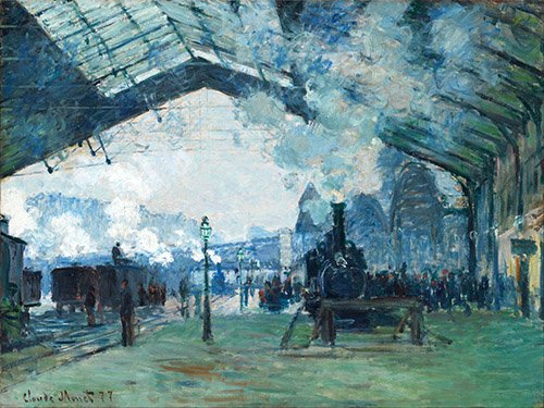 Cuadro -Arrivée du train de Normandie, Gare Saint-Lazare, 1877-