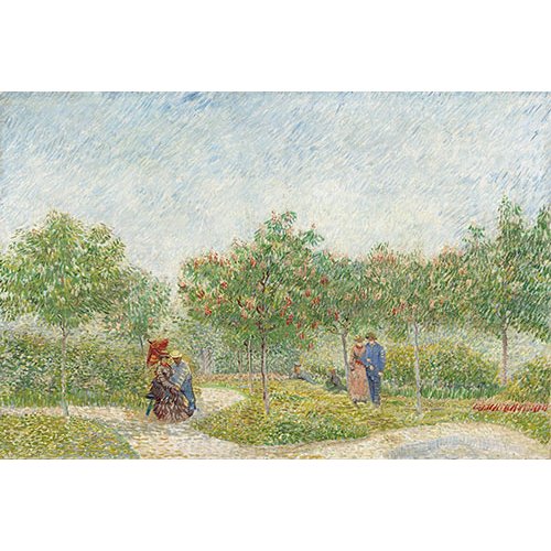 Cuadro -Jardin avec courtiser Couples, Place Saint Pierre, 1887-, Vincent Van Gogh