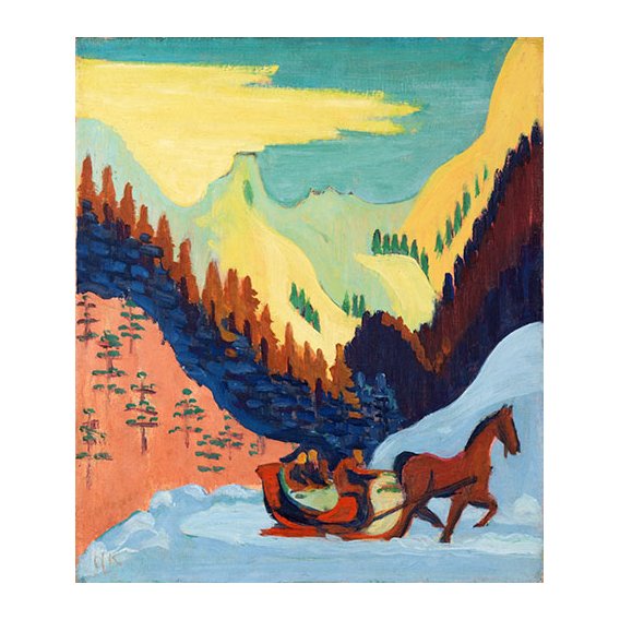 Cuadro -Paseo en trineo en la nieve-