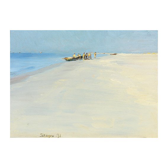 Cuadro - Fishermen on the beach at Skagen -