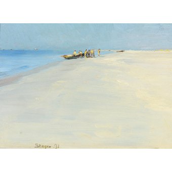 Cuadro - Fishermen on the beach at Skagen -