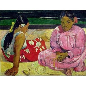cuadros de retrato - Cuadro -Mujeres de Tahití en la playa-