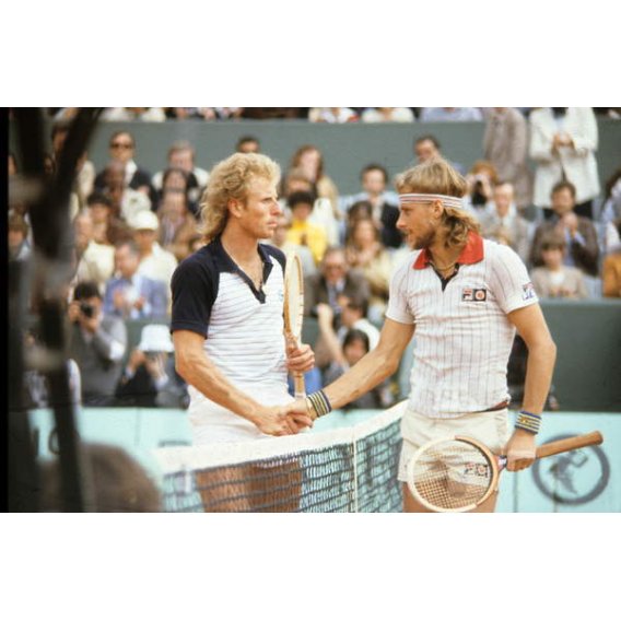 Bjorn Borg y Vitas Gerulaitis en el Torneo de Roland Garros en junio de 1979