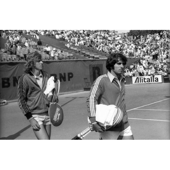 Bjorn Borg y Harold Solomon en las semifinales del Roland-Garros Open, 1974