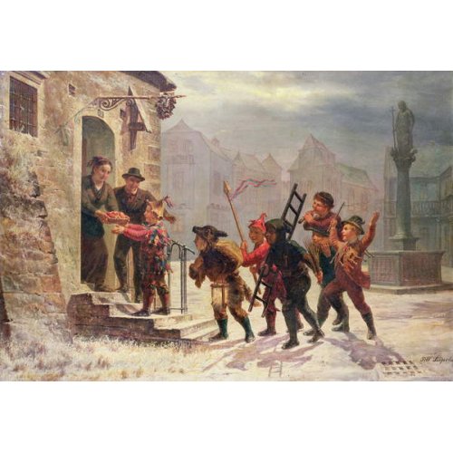 Niños recogiendo fruta en la puerta,-Till, Leopold