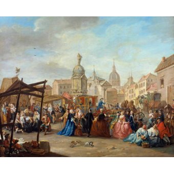 Cuadro - Plaza de la Cebada en Madrid, siglo XVIII, Joaquin Sorolla