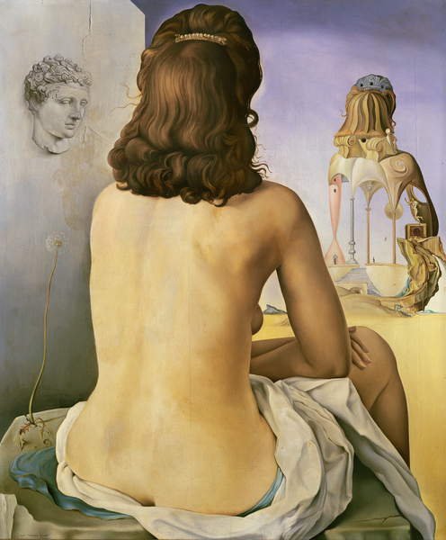 Mi esposa, desnuda, contemplando su propia carne convirtiéndose en escaleras, Salvador Dali
