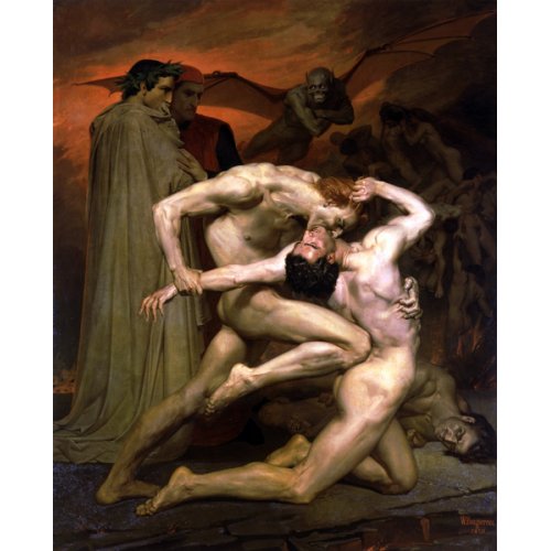 Cuadro -Dante y Virgilio en el infierno, 1850 -, William Bouguereau