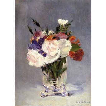 cuadros de flores - Cuadro -Flores en un jarrón de cristal-