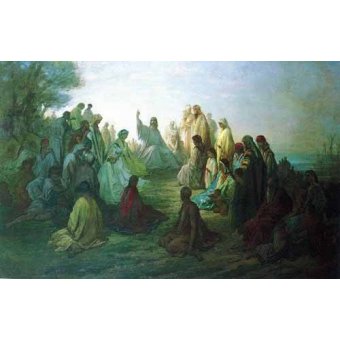 cuadros de mapas, grabados y acuarelas - Cuadro -Jesús predicando en la montaña-