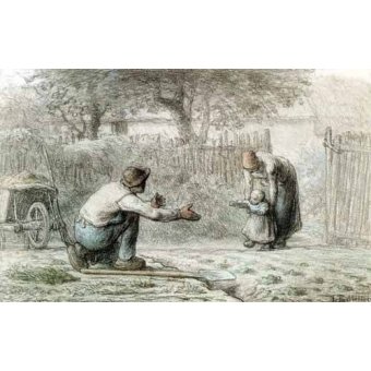 cuadros de mapas, grabados y acuarelas - Cuadro -Los primeros pasos, 1859-