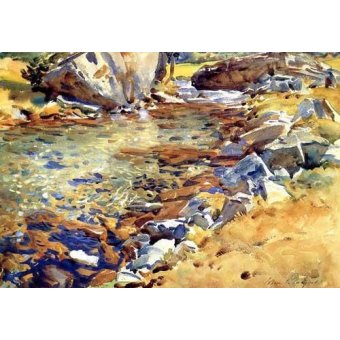 cuadros de mapas, grabados y acuarelas - Cuadro -Brook among Rocks-