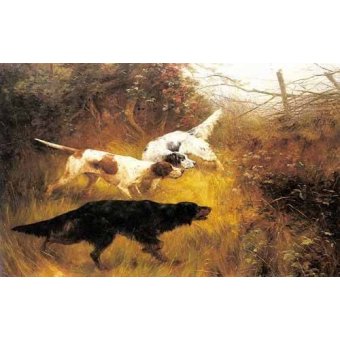 cuadros de fauna - Cuadro -Three Pointers in a Landscape-