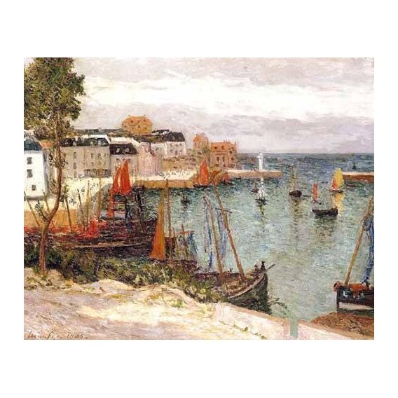 cuadros de marinas - Cuadro -El puerto de Sauzon, Belle Isle en Mer-