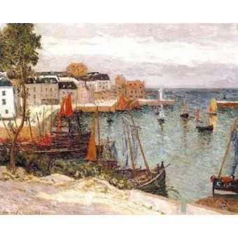 cuadros de marinas - Cuadro -El puerto de Sauzon, Belle Isle en Mer-