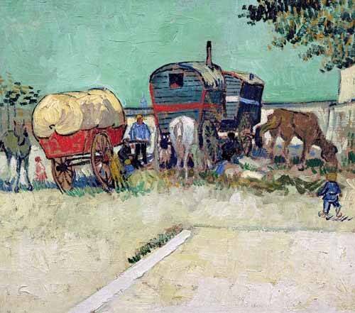 cuadros-de-paisajes - Cuadro -Las caravanas de un campamento gitano cerca de Arles-, Vincent Van Gogh - Van Gogh, Vincent