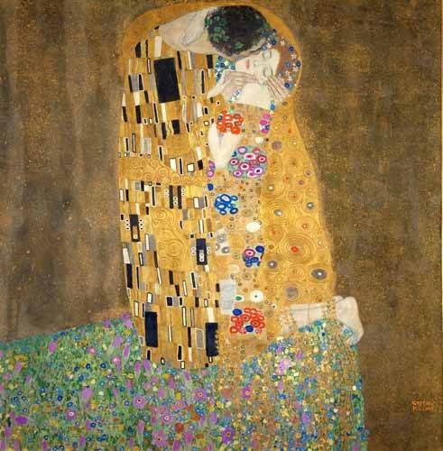 Gustav Klimt y el beso: amor, arte dorado y reproducción auténtica en lienzo